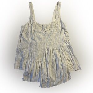 Anthropologie Cream Flowy Asymmetrical Tank Top